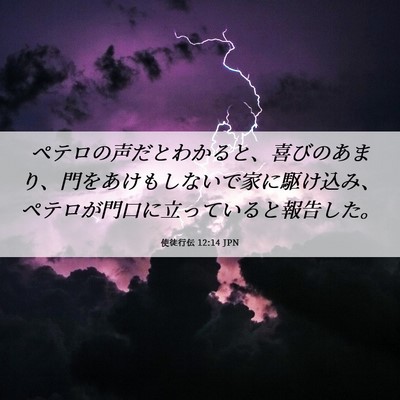 Picture 06 - 使徒行伝 12:14 JPN - ペテロの声だとわかると、喜びのあ - Bible Verse Picture