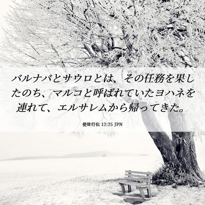 Picture 06 - 使徒行伝 12:25 JPN - バルナバとサウロとは、その任務を - Bible Verse Picture