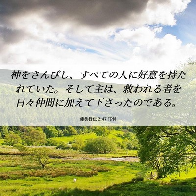 Picture 06 - 使徒行伝 2:47 JPN - 神をさんびし、すべての人に好意を - Bible Verse Picture