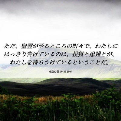 Picture 06 - 使徒行伝 20:23 JPN - ただ、聖霊が至るところの町々で、 - Bible Verse Picture
