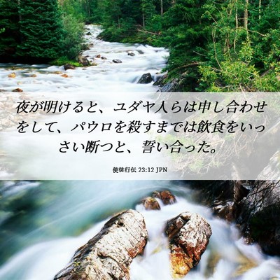 Picture 06 - 使徒行伝 23:12 JPN - 夜が明けると、ユダヤ人らは申し合 - Bible Verse Picture