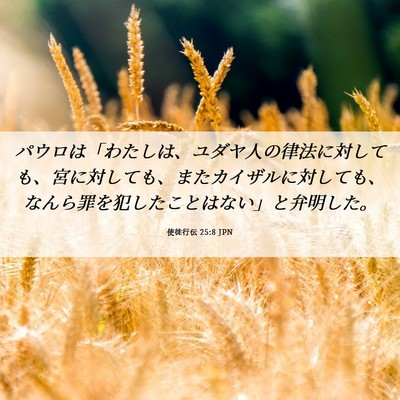 Picture 06 - 使徒行伝 25:8 JPN - パウロは「わたしは、ユダヤ人の律 - Bible Verse Picture