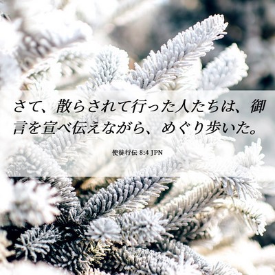 Picture 06 - 使徒行伝 8:4 JPN - さて、散らされて行った人たちは、 - Bible Verse Picture