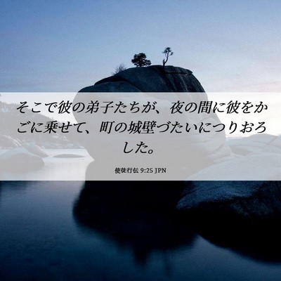 Picture 06 - 使徒行伝 9:25 JPN - そこで彼の弟子たちが、夜の間に彼 - Bible Verse Picture