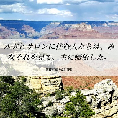 Picture 06 - 使徒行伝 9:35 JPN - ルダとサロンに住む人たちは、みな - Bible Verse Picture