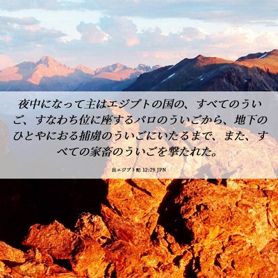 Picture 06 - 出エジプト記 12:29 JPN - 夜中になって主はエジプトの国の、 - Bible Verse Picture