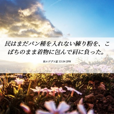 Picture 06 - 出エジプト記 12:34 JPN - 民はまだパン種を入れない練り粉を - Bible Verse Picture