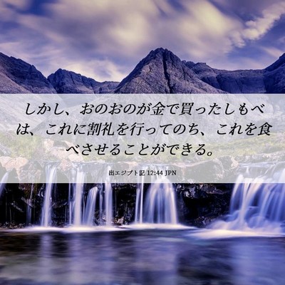 Picture 06 - 出エジプト記 12:44 JPN - しかし、おのおのが金で買ったしも - Bible Verse Picture