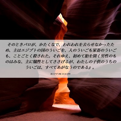 Picture 06 - 出エジプト記 13:15 JPN - そのときパロが、かたくなで、われ - Bible Verse Picture