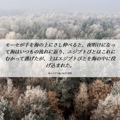 Picture 06 - 出エジプト記 14:27 JPN - モーセが手を海の上にさし伸べると - Bible Verse Picture