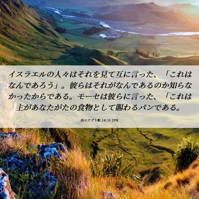 Picture 06 - 出エジプト記 16:15 JPN - イスラエルの人々はそれを見て互に - Bible Verse Picture