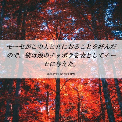 Picture 06 - 出エジプト記 2:21 JPN - モーセがこの人と共におることを好 - Bible Verse Picture