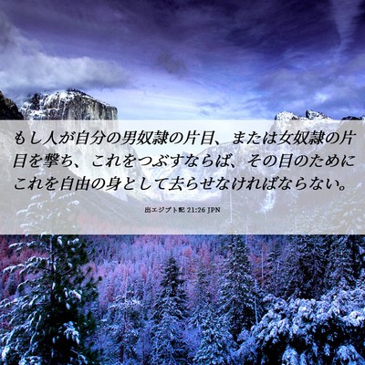Picture 06 - 出エジプト記 21:26 JPN - もし人が自分の男奴隷の片目、また - Bible Verse Picture