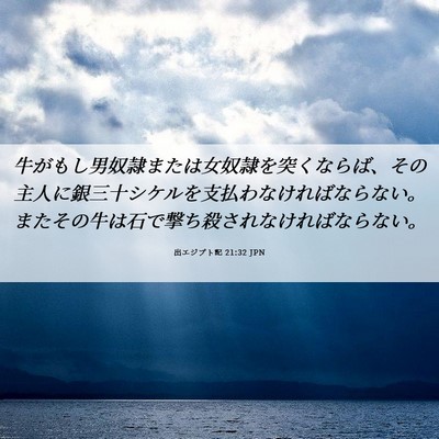 Picture 06 - 出エジプト記 21:32 JPN - 牛がもし男奴隷または女奴隷を突く - Bible Verse Picture