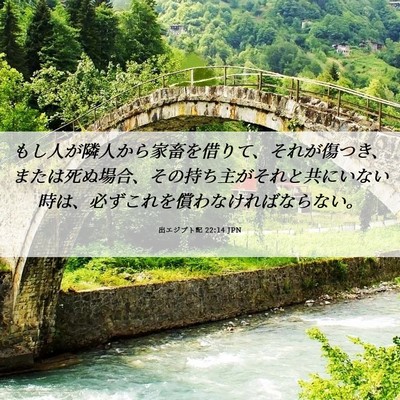Picture 06 - 出エジプト記 22:14 JPN - もし人が隣人から家畜を借りて、そ - Bible Verse Picture
