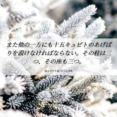 Picture 06 - 出エジプト記 27:15 JPN - また他の一方にも十五キュビトのあ - Bible Verse Picture