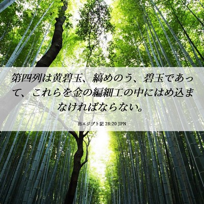 Picture 06 - 出エジプト記 28:20 JPN - 第四列は黄碧玉、縞めのう、碧玉で - Bible Verse Picture