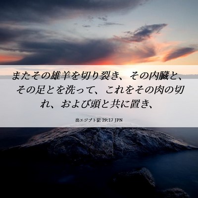 Picture 06 - 出エジプト記 29:17 JPN - またその雄羊を切り裂き、その内臓 - Bible Verse Picture