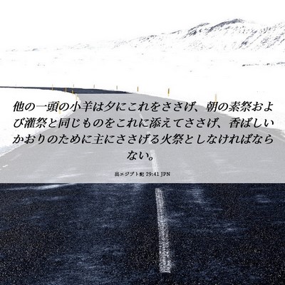 Picture 06 - 出エジプト記 29:41 JPN - 他の一頭の小羊は夕にこれをささげ - Bible Verse Picture