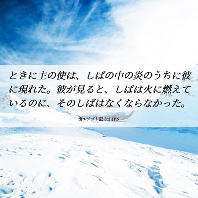 Picture 06 - 出エジプト記 3:2 JPN - ときに主の使は、しばの中の炎のう - Bible Verse Picture