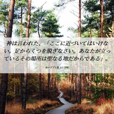 Picture 06 - 出エジプト記 3:5 JPN - 神は言われた、「ここに近づいては - Bible Verse Picture