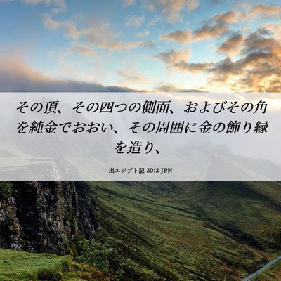 Picture 06 - 出エジプト記 30:3 JPN - その頂、その四つの側面、およびそ - Bible Verse Picture