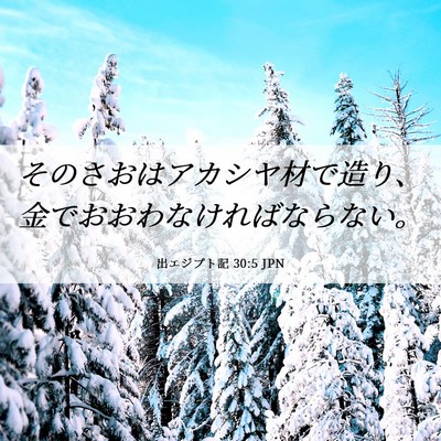 Picture 06 - 出エジプト記 30:5 JPN - そのさおはアカシヤ材で造り、金で - Bible Verse Picture