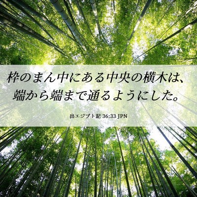 Picture 06 - 出エジプト記 36:33 JPN - 枠のまん中にある中央の横木は、端 - Bible Verse Picture