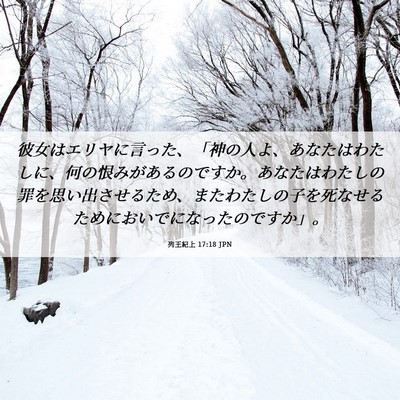 Picture 06 - 列王紀上 17:18 JPN - 彼女はエリヤに言った、「神の人よ - Bible Verse Picture