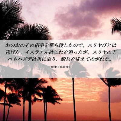 Picture 06 - 列王紀上 20:20 JPN - おのおのその相手を撃ち殺したので - Bible Verse Picture