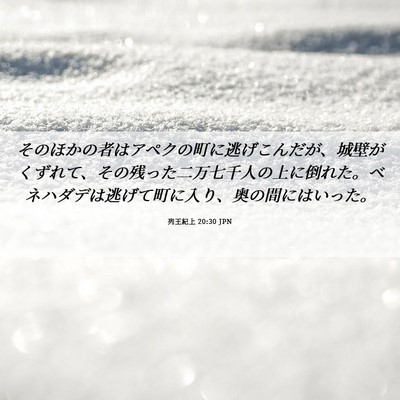 Picture 06 - 列王紀上 20:30 JPN - そのほかの者はアペクの町に逃げこ - Bible Verse Picture