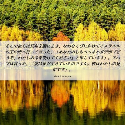 Picture 06 - 列王紀上 20:32 JPN - そこで彼らは荒布を腰にまき、なわ - Bible Verse Picture