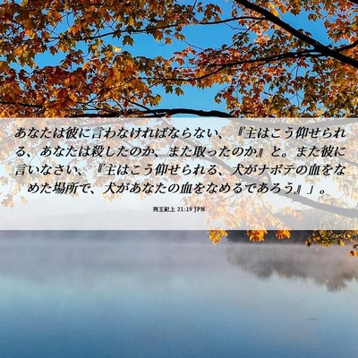 Picture 06 - 列王紀上 21:19 JPN - あなたは彼に言わなければならない - Bible Verse Picture