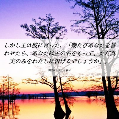 Picture 06 - 列王紀上 22:16 JPN - しかし王は彼に言った、「幾たびあ - Bible Verse Picture