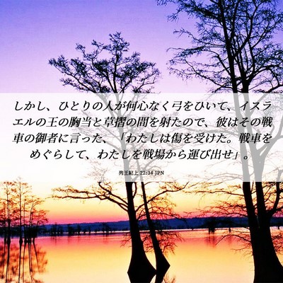 Picture 06 - 列王紀上 22:34 JPN - しかし、ひとりの人が何心なく弓を - Bible Verse Picture