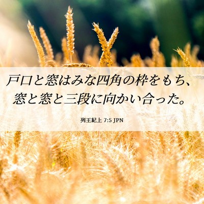 Picture 06 - 列王紀上 7:5 JPN - 戸口と窓はみな四角の枠をもち、窓 - Bible Verse Picture