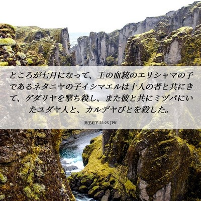 Picture 06 - 列王紀下 25:25 JPN - ところが七月になって、王の血統の - Bible Verse Picture