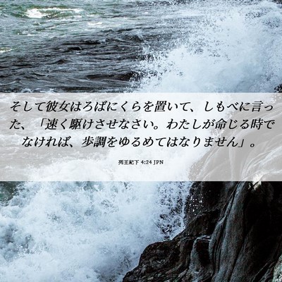 Picture 06 - 列王紀下 4:24 JPN - そして彼女はろばにくらを置いて、 - Bible Verse Picture