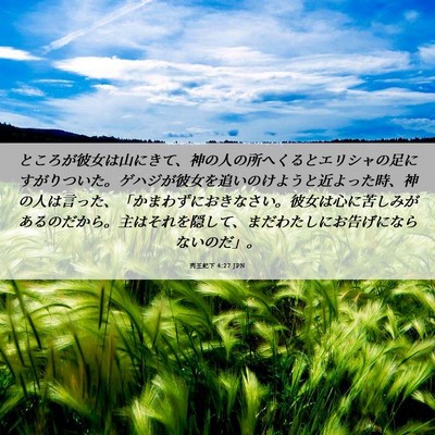 Picture 06 - 列王紀下 4:27 JPN - ところが彼女は山にきて、神の人の - Bible Verse Picture