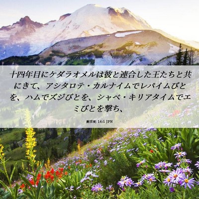Picture 06 - 創世記 14:5 JPN - 十四年目にケダラオメルは彼と連合 - Bible Verse Picture