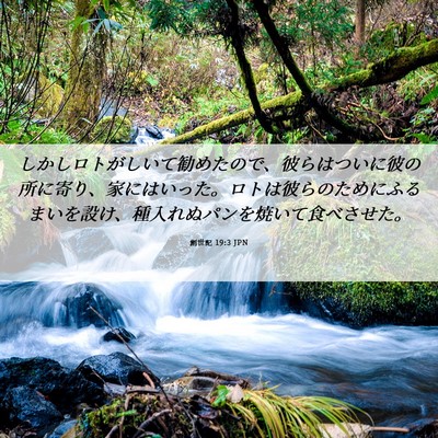 Picture 06 - 創世記 19:3 JPN - しかしロトがしいて勧めたので、彼 - Bible Verse Picture