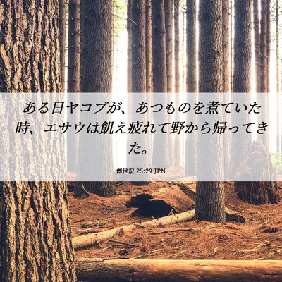 Picture 06 - 創世記 25:29 JPN - ある日ヤコブが、あつものを煮てい - Bible Verse Picture