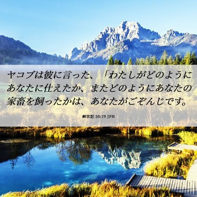 Picture 06 - 創世記 30:29 JPN - ヤコブは彼に言った、「わたしがど - Bible Verse Picture