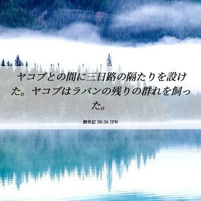 Picture 06 - 創世記 30:36 JPN - ヤコブとの間に三日路の隔たりを設 - Bible Verse Picture
