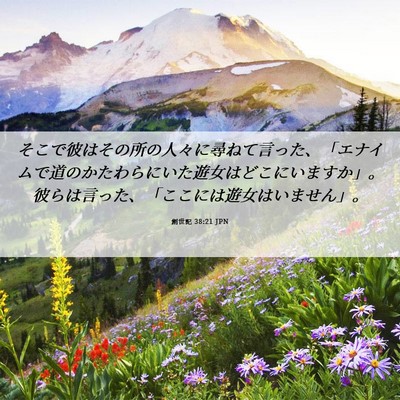 Picture 06 - 創世記 38:21 JPN - そこで彼はその所の人々に尋ねて言 - Bible Verse Picture