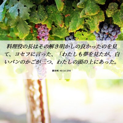 Picture 06 - 創世記 40:16 JPN - 料理役の長はその解き明かしの良か - Bible Verse Picture