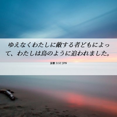 Picture 06 - 哀歌 3:52 JPN - ゆえなくわたしに敵する者どもによ - Bible Verse Picture