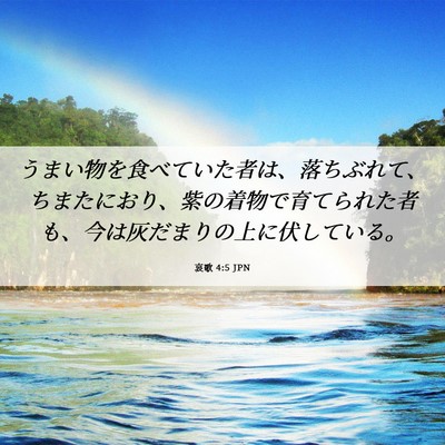 Picture 06 - 哀歌 4:5 JPN - うまい物を食べていた者は、落ちぶ - Bible Verse Picture
