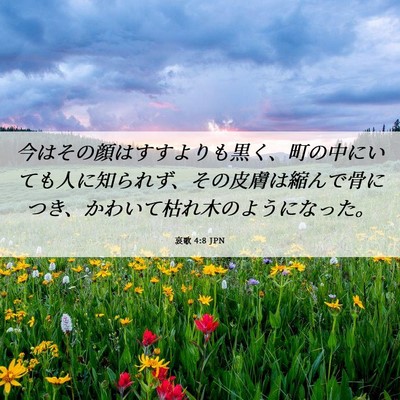 Picture 06 - 哀歌 4:8 JPN - 今はその顔はすすよりも黒く、町の - Bible Verse Picture