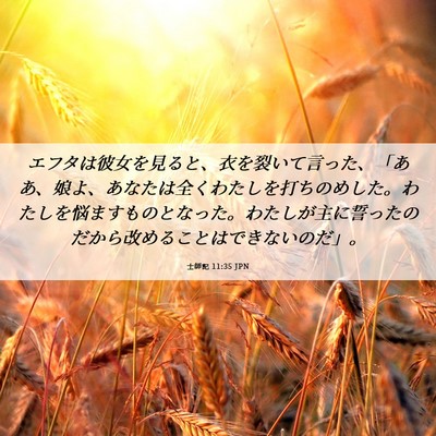 Picture 06 - 士師記 11:35 JPN - エフタは彼女を見ると、衣を裂いて - Bible Verse Picture